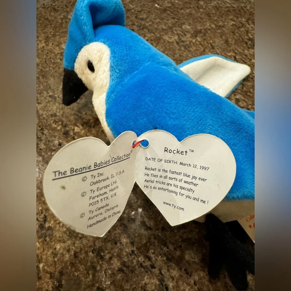Ty Beanie Baby Rocket The Bluejay DOB March 12, 1997 - Picture 4 of 4